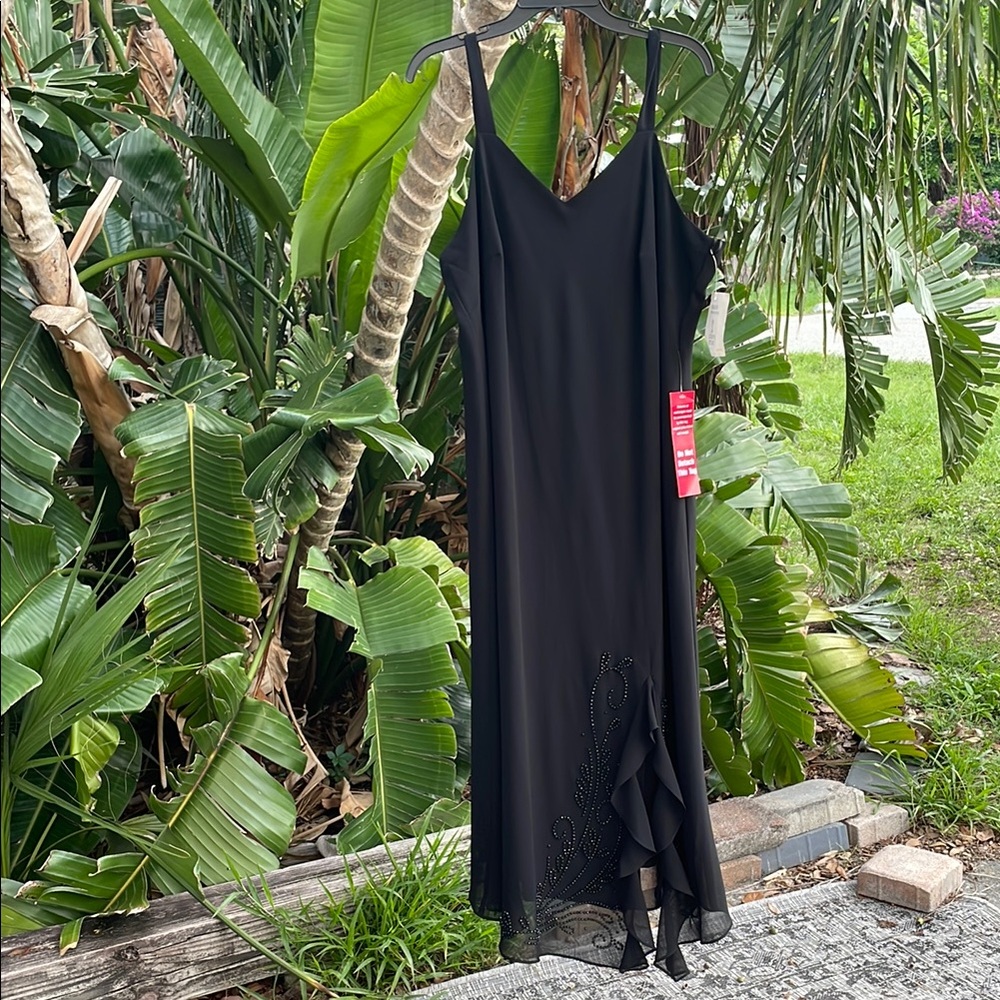 RM Richards beaded ruffled slip dress